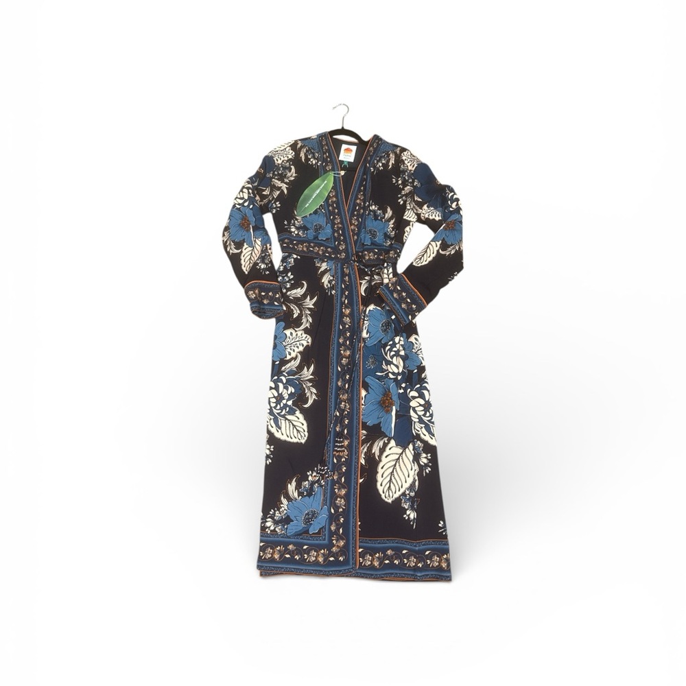 Floral Black and Blue Long Dress
